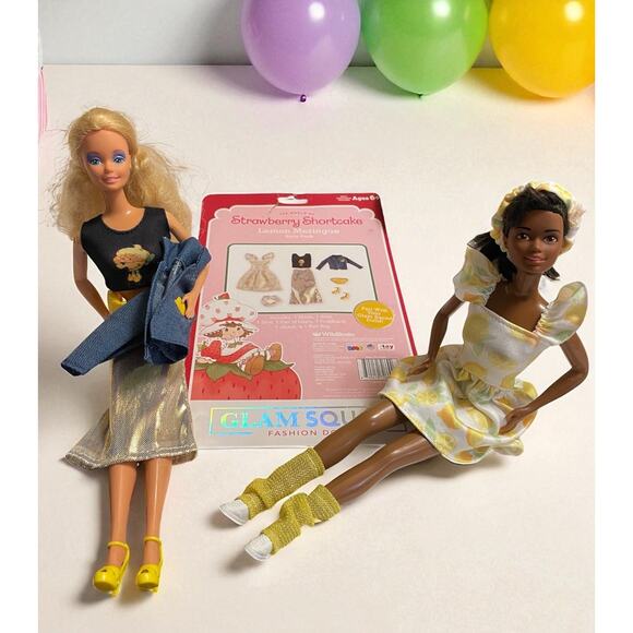 Strawberry Shortcake LEMON MERINGUE Clothing Outfits Unboxed & 2 Barbie Dolls - Picture 3 of 15